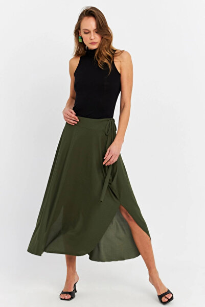 Cool & Sexy Khaki Color Asymmetrical Women's Skirt - Lv52