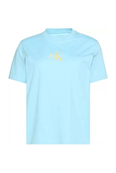 Calvin Klein Kadın Normal Kesim Yuvarlak Yakalı CK Logo Baskılı Pamuklu Kısa ...