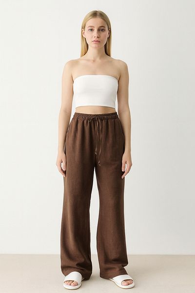 My Blog Brown Cotton Linen Trousers