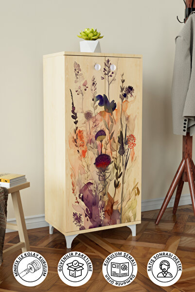 Hediyeler Kapında Floral 3 Raflı Çok Amaçlı Dolap Mutfak Salon Banyo Ofis Sal...