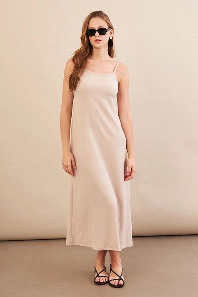 Cool & Sexy Women's Vanilla Adjustable Strap Wrap Midi Dress Mx9455