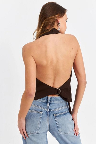 Cool & Sexy Women's Vest - Brown Backless (Car1143)
