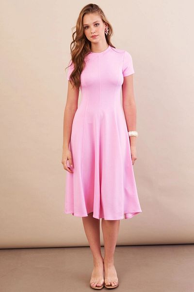 Cool & Sexy Women's Pink Midi Bell Dress Dmr461