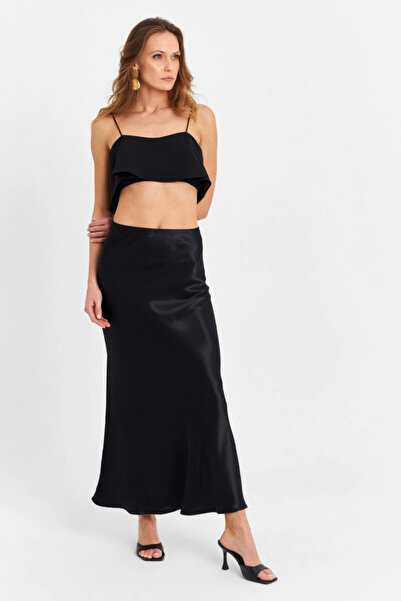 Cool & Sexy Fusta neagră din satin pentru femei (CAR2430)