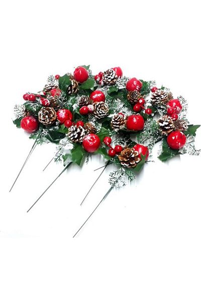 partidolu Ornament de ramură de pin artificială cu cocina de Anul Nou Ornament de știucă 25 cm 3 buc