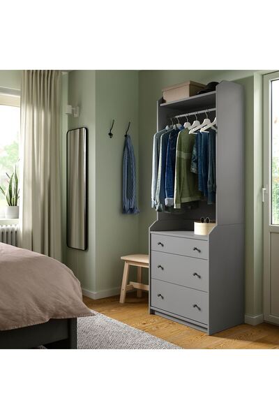 IKEA açık dolap, gri, 70x199 cm