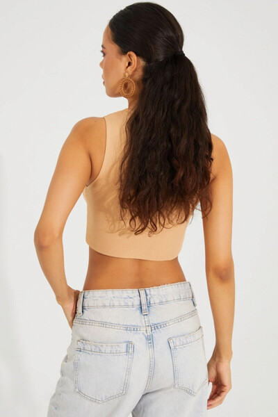 Cool & Sexy Dámská halenka z velbloudího úpletu Crop Knitwear KZ2447