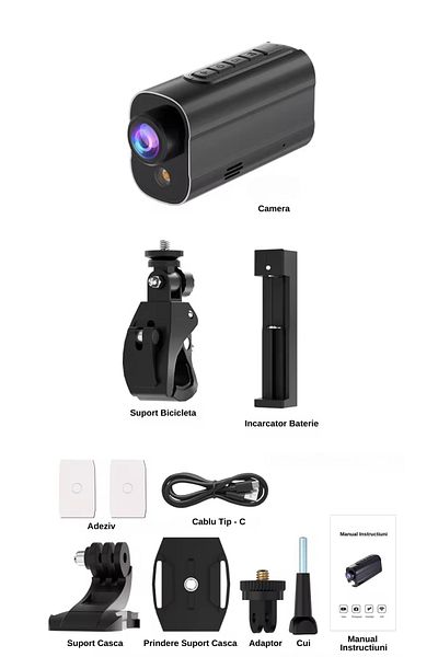 MILARIS Camera de Actiune sport 5K Ultra HD 30 FPS, MILARIS@, Rezistenta la Apa,Functie WiFi,Unghi Larg 170°