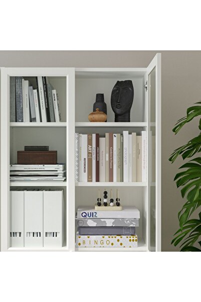 IKEA Cam/Panel Kapaklı Kitaplık, Genişlik: 80 cm  Derinlik: 30 cm  Yükseklik: 202 cm