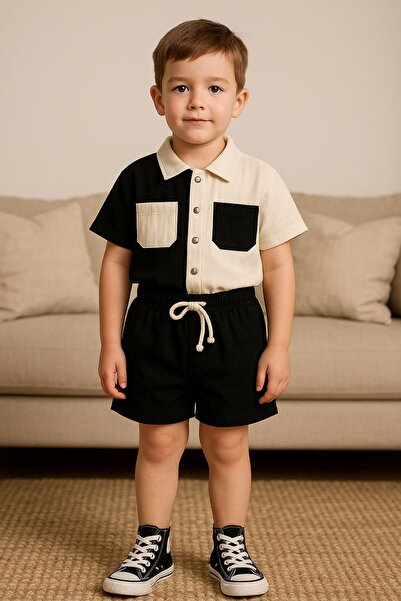 Montisu Двуцветен комплект от муселин за деца, състоящ се от горна и долна ча...