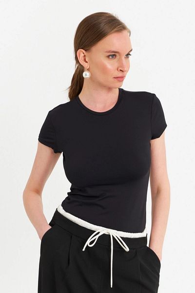 Cool & Sexy Women's Black Basic T-Shirt Fls07
