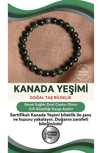 OSMANLI DEĞERLİ TAŞ Certified Canadian Jade Natural Stone Bracelet