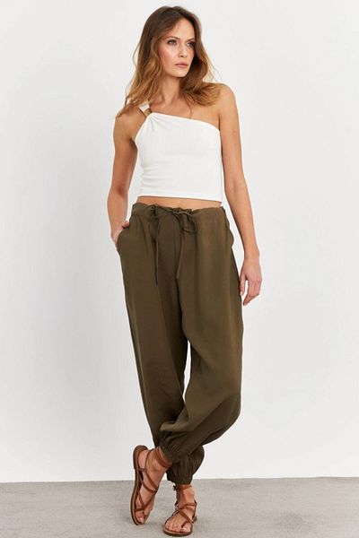 Cool & Sexy Γυναικείο φαρδύ παντελόνι Khaki Kubra - GÇ900