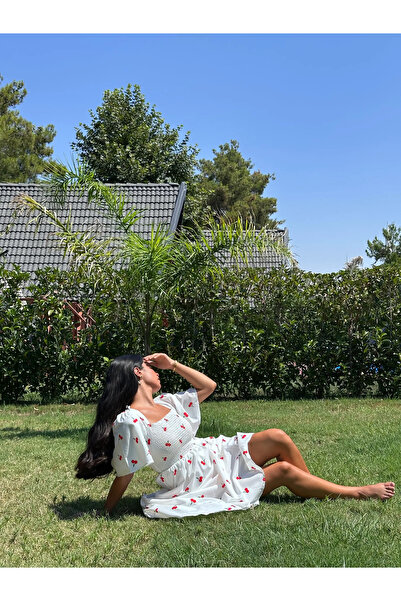 Kyra Studios White 2101 Cherry Sundress Dress