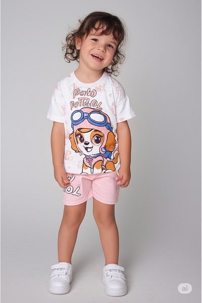 Store Paw Patrol Girls' Summer Suit Bottom-Top Suit T-Shirt Shorts Beach Sea