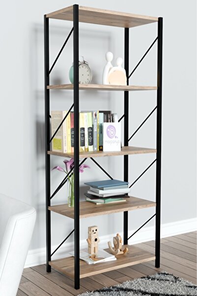 Morpanya Royal Metal Kitaplık Pratik Kitap Rafı Çalışma Odası Organizer Ceviz