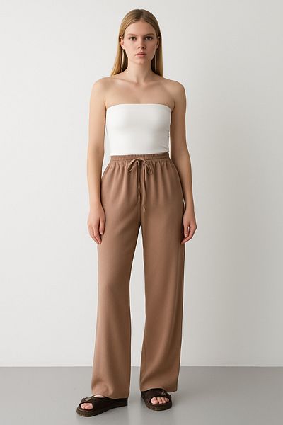 My Blog Milky Brown Cotton Linen Trousers