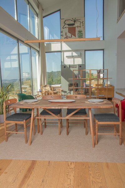 unboxdeco 8 Kişilik Slim Masif Ceviz Ahşap Masa Takımı, 8 Adet Alaçatı Ceviz ...