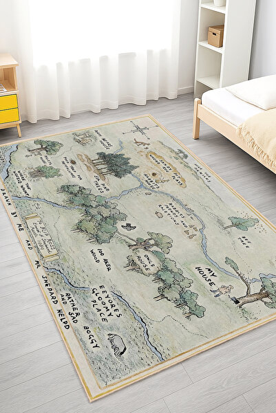 Realhomes Canlı Renklerle Doğa Temalı Çocuk Odası Yıkanabilir Kaymaz Taban Halı