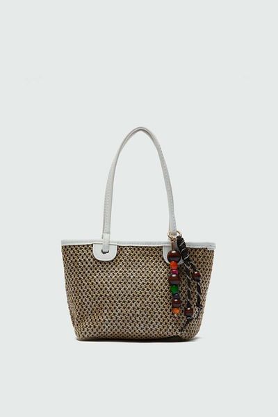 Shule Bags Roen Straw Shoulder Bag White