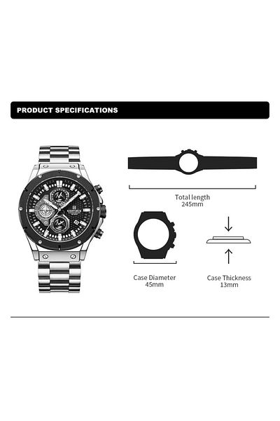 Naviforce NF8026 Men’s Chronograph Stainless Steel Strap Casual Waterproof Tough Guy Quartz Watch (SGN)