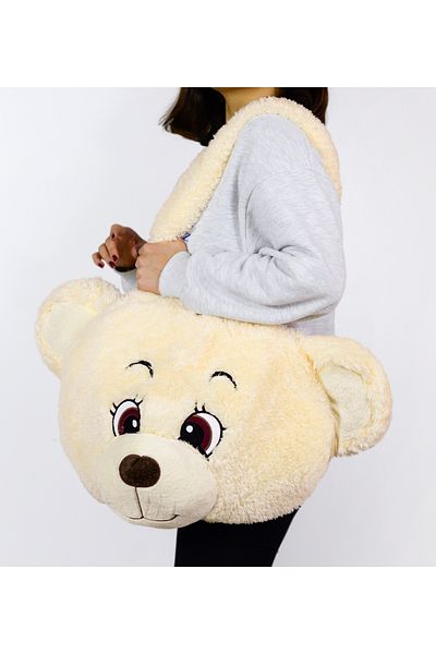 Özgüner Oyuncak Pabtex Plush Teddy Bear Head Wide Shoulder Bag