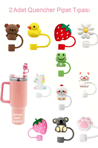 Besify Quencher ve Pipetli Termos Uyumlu Silikon Pipet Tıpası Kapağı Quencher Pipet Tıpası 2 Adet