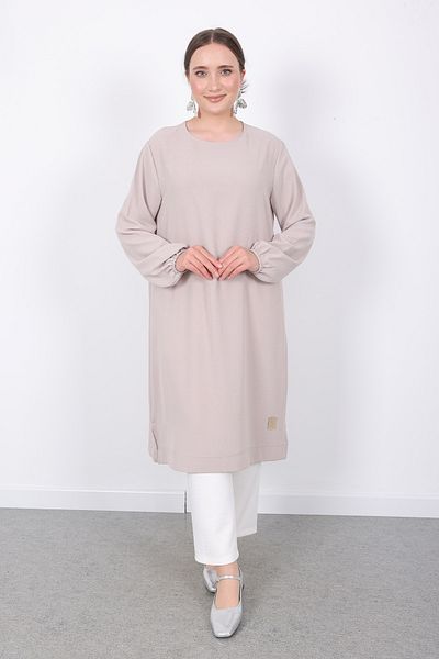 Linvey Women's Daily Comfortable Stylish Kraş Ayrobin Long Sports Tunic with Elastic Sleeves