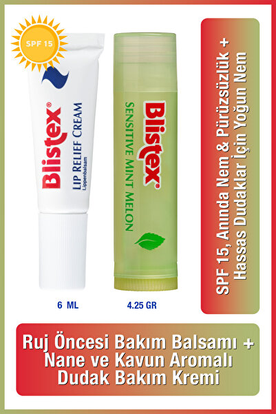 Blistex Çatlak Dudaklara Lip Relief Cream Spf15 6ml Sensıtıve Mınt Melon Nemlendirmeyi Destekleyen Kurtarıcı