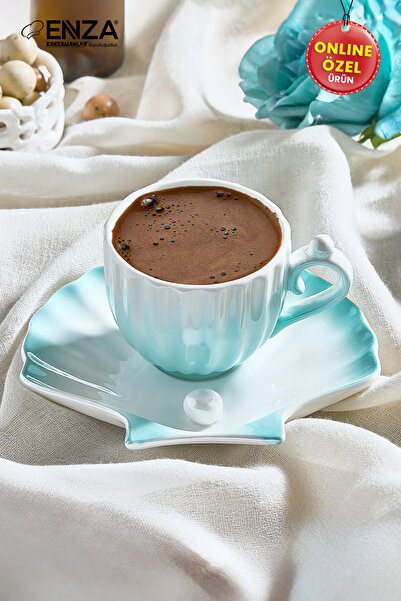 Enza Zümrüt 2'li Mavi Porselen Fincan Takımı