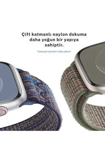 PSGT Apple Watch Uyumlu Seri: 1/2/3/4/5/6/7/8/9/se 38-40-41mm Ve Seri10-11 (42MM) Kordon Spor Loop Hasır