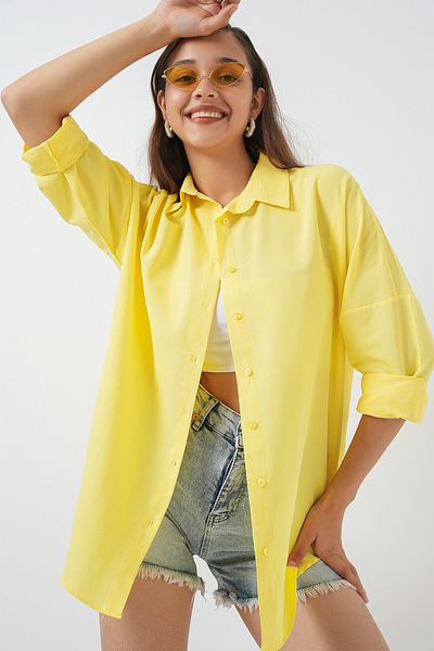 Bigdart Gelbes Oversize-Langarmshirt für Damen