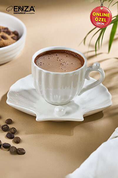 Enza Zümrüt 2'li Beyaz Porselen Fincan Takımı