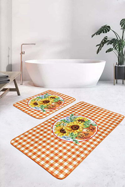 Realhomes مجموعة منشفة حمام قابلة للغسل ومضادة للانزلاق مكونة من قطعتين باللو...