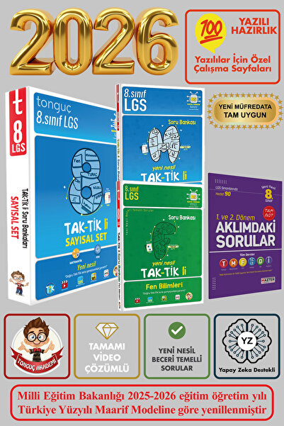 Tonguç Yayınları 8. Sınıf Taktikli Sayısal Seti Tüm Dersler Tamamı Çözümlü Vi...