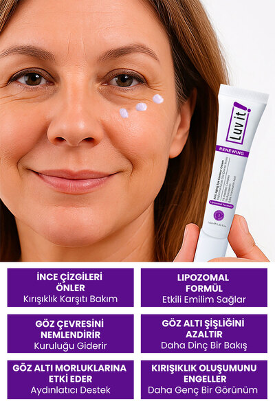 Luv it! Yaşlanma Göz Altı Morluk Şişlik Karşıtı Göz Çevresi Kremi (PEPTİDES-RUSCOGENİN-TRANEXAMİC ACİD) 15ml