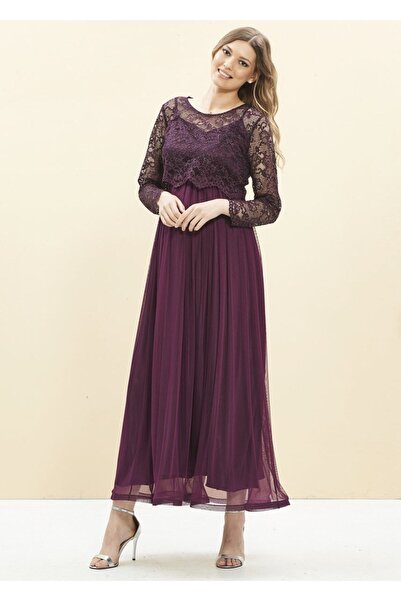 Genel Markalar Sim Dantel Detaylı Uzun Hamile Elbise