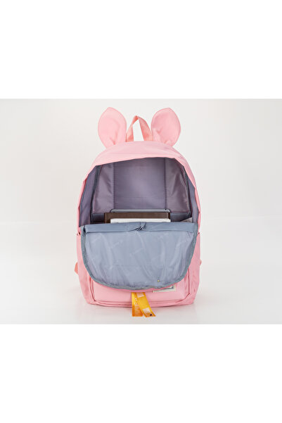 Generic Kids Rabbit Ear Pattern Backpack 17.7 Inches Pink/Yellow/White