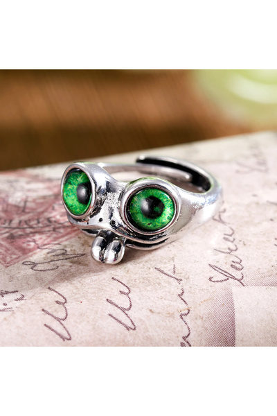 FG KONNİCHİWA Owl and Turtle Model Ring Gothic Accessory Eyes Stainless Steel Cool Animal Adjustable