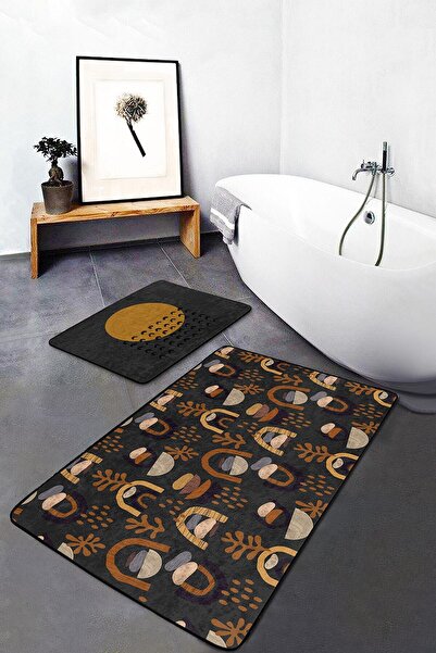 Realhomes طقم سجادة حمام بتصميم بوهيمي بتصميم عرقي مكون من قطعتين ومجموعة سجادة مطبخ