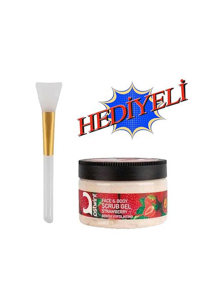 MUJGAN Silicone Mask Applying Spatula Face and Body Scrub Strawberry 300 ml Gift