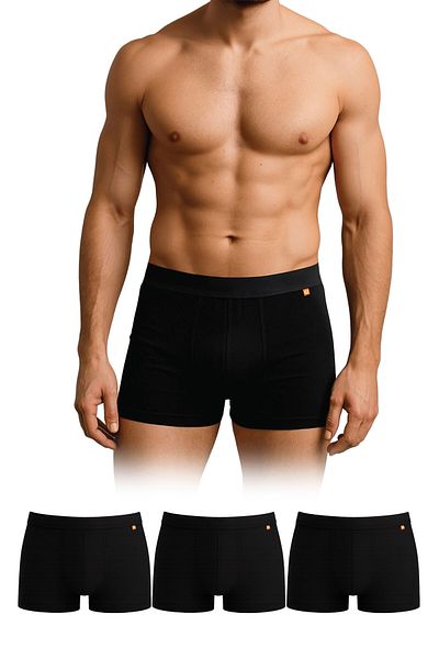 DAYCO Boxer pentru bărbați din bumbac premium, culoare neagră, pachet triplu