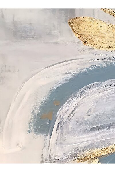 Harikabirev HARİKABİREV|SOFT MAVİ-GOLD SOYUT ÇİÇEK KOMBİNİ |ÇERÇEVELİ CAM TABLO  3LÜ DİKEY