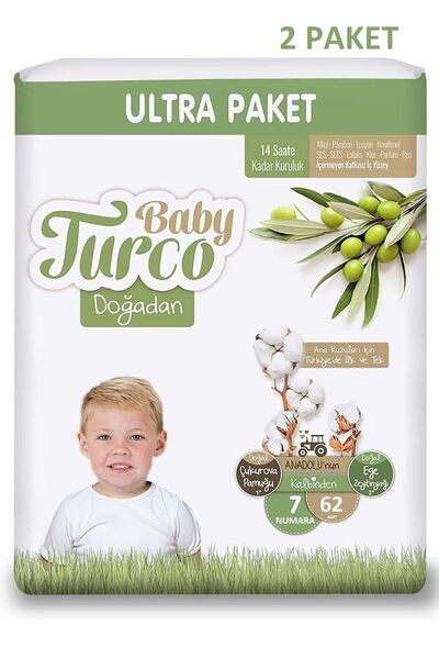 Baby Turco Doğadan Bebek Bezi 7 Numara Xxlarge Ekonomik Paket 124 Adet