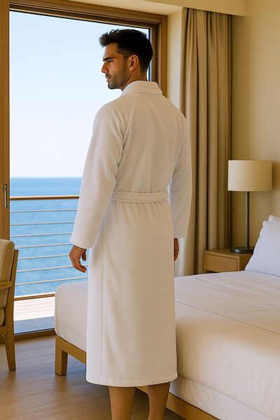 LaraLisa Collection Textured Bamboo Combed Yarn Unisex Bathrobe Excellent Quality Long Lasting Soft Keeps Water Quickly Absorbs