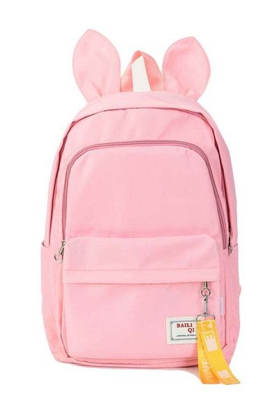 Generic Kids Rabbit Ear Pattern Backpack 17.7 Inches Pink/Yellow/White