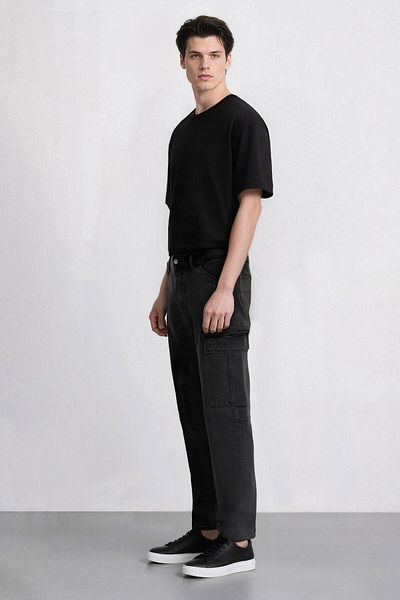 DeFacto 100% bumbac, cu potrivire relaxată, cu picior drept, cu buzunar cargo, pantaloni din denim F2372ax25sp
