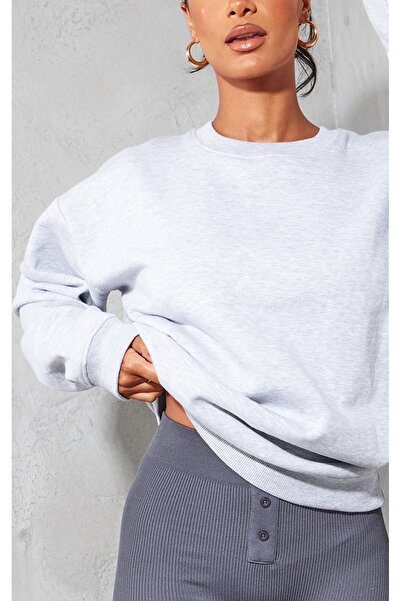 CLAYES Сірий оверсайз світшот з велосипедним коміром і прямими рукавами