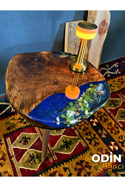 Ahşap Kütük Zigon Sehpa,Masif Ceviz Ağacı Akvaryum Model Yan Sehpa, Ofis Sehpası Kişiye Özel 50*55cm