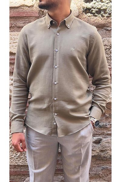 Fitmens Slim Fit Long Sleeve Muslin Cotton Comfortable Breathable Fabric with Collar Buttoned Bottom Gift Boxed Men's